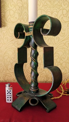 Bougeoir pied lampe fer - bougeoir, de