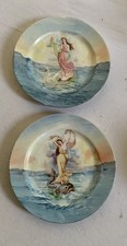 2 Assiettes Decoratives Anciennes Porcelaine Limoges Jean Pouyat Femmes Mythique