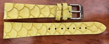 Bracelet Montre Poisson Cuir Esturgeon Jaune 18 -24 MM Diloy Delux Boucle de Pin