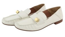 EMPORIO ARMANI Chaussures Femmes EU37 Cuir Blanc Carré Détails Dorés Mocassins