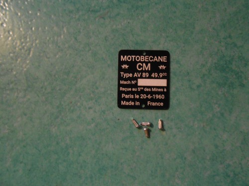 Plaque mines motobécane - plaque, av89