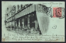 Old postcard Nancy, Terrace of the Café Continental with tables and chairs 1904 