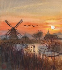 coucher de soleil sur marais