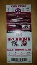 2016 OU Oklahoma Sooners vs ULM Collectible Ticket Stub
