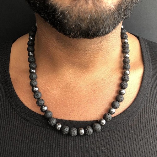 Collier perles pierre - de,