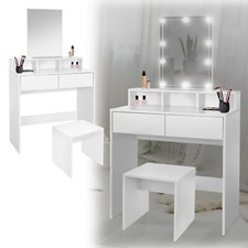 Coiffeuse + miroir avec / sans LED tabouret table de maquillage blanc au choix