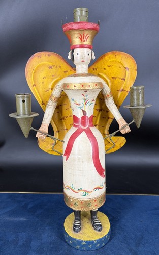 Ange bougeoir ancien - , bois