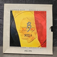 Coffret, Baudouin, 3 x 500 Francs 1991, Argent / Silver