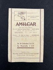 Amilcar Automobiles Paris Francais French Motor Car Sales Brochure Price List