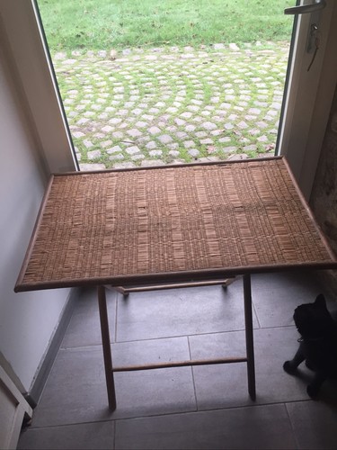 Ancienne table rotin osier - table,