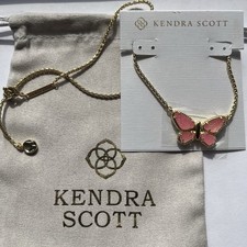 ??Kendra Scott Dolly Parton x Gold Butterfly Pink Pendant Short Necklace New✨