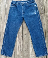 Wrangler Blue Jeans Mens 38x30 Regular Classic Fit Western Strt Leg Distressed