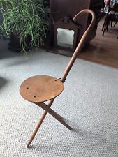 Antique Walking Cane Folding Stool Chair Thonet Style Early Folk Craft Unmarked