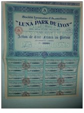 Ancienne action de 100F LUNA PARK DE LYON de 1921