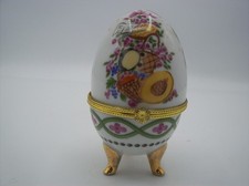 Objet Décoratif Vintage- Oeuf en Porcelaine sur Pieds Style Fabergé- Collection