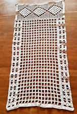 Curtains - early 20th century crocheted linen with small rings - 74 cm x 36 cm