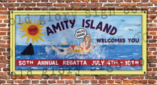 6ft JAWS Amity Island billboard SIGN BANNER art movie GRAFFITI beach pool bar