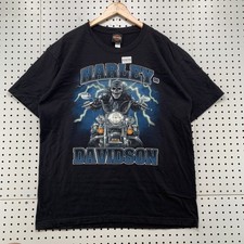 Harley-Davidson Skull Lighting Shirt Mens XL Black Motorcycle Made USA