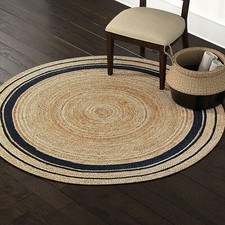 Tapis rond 100 % jute naturel tressé fait main tapis au sol tapis de vie moderne