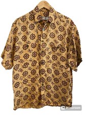 Ted Lapidus Mens 100% Equestrian Print Shirt Button Down Size Small Vintage 80s