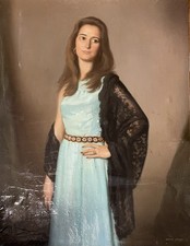 Large painting 116x89 portrait THE DUCHESSE signed Enrique SEGURA Spain Franco