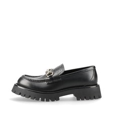 Gucci Horsebit Leather Loafer 38 Ladies' Black 817306 sack Rug sole with box GG