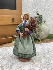 Beautiful Santon Provençal signed André Guigon woman with dried flowers