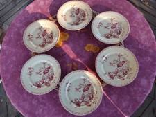 6 Assiette Plate Terre Fer Porcelaine Opaque Gien Modèl Chèvrefeuille Rouge 23cm