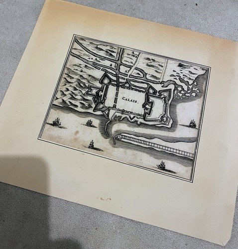 Gravure ancienne calais - calais, plan