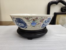 Chinese Underglaze Blue and Famille Rose Bowl, Qing Dynasty
