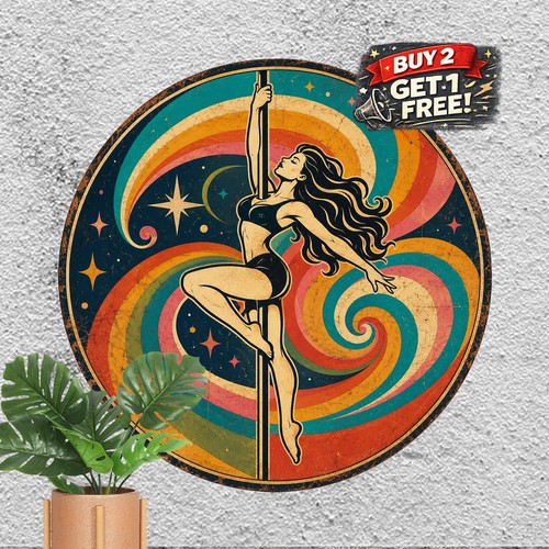 Retro pole dance vibrant round - dance,
