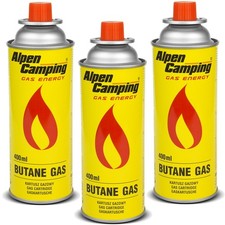 3x Cartouche de gaz butane 400 ml Recharge certificat Alpen Camping