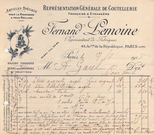 Paris facture fernand - -,