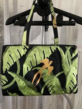 Zazou Sac Green & Black Tote Style Laptop Book Beach Bag Yellow Bird Print 6 Com