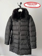 Manteau veste longue en nylon noir avec col Prada pour femme IT 40 / S