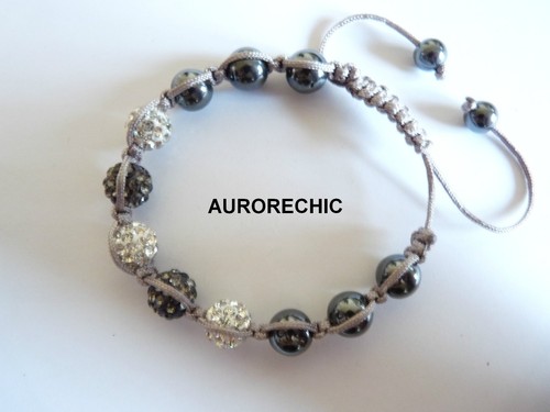 Shamballa perle noir - noir, strass