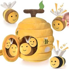 VORENUS Jouet Bebe 6 Mois, 6-en-1 Ruche en Peluche avec 5 Abeilles, Jeux Mont...
