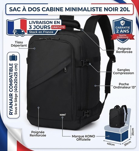 Sac cabine 40x20x25 avion - de,