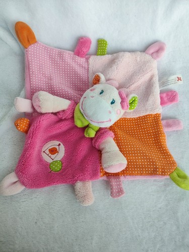 Doudou peluche plat - plat, vache
