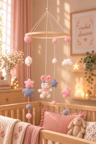 Mobile bébé crochet - , fait