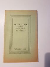 Catalogue de Vente -  Beaux livres anciens  romantiques et Modernes C COULET & A