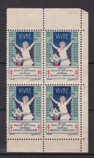 TIMBRE FRANCE VIGNETTES CONTRE LA TUBERCULOSE 1925/29 BLOC DE4-OBL.TB-VSCAN-F070