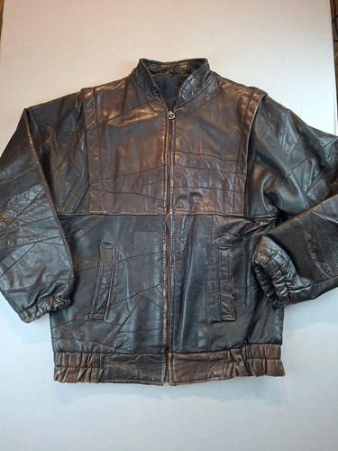 Blouson cuir patchwork delta - cuir,