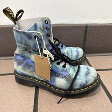 Dr Doc Martens Womens 1460 Pascal Blue Tie Dye Leather Lace Up Boots Size 7 New