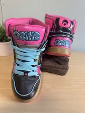 Osiris NYC 83 SLM Y2k Girls Size 3 Blue and Pink Graffiti High Top Skater Shoes