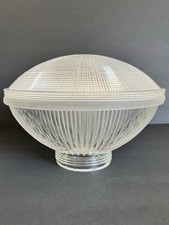 Vtg 10”  Holophane Prismatic Industrial Pendant Ceiling Light Glass Shade 1940s
