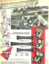 Advertising 0824 1956 Teppaz Electrophone Speakers Ferrivox