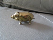 ancienne salière petit cochon en laiton complet 6.9 cm