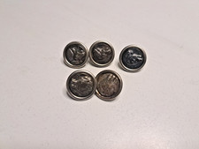 Ensemble de cinq boutons de chasse H.J Paris chien et loup 16mm