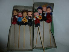 ANTIQUE PUPPET DOLLS ON STICKS BODY FABRIC WEAPON